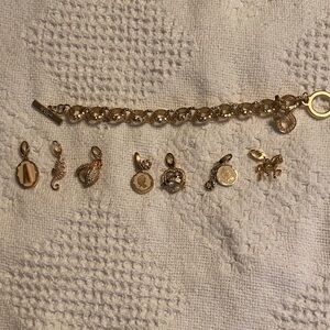 Spartina 449  chunky Gold Charm Bracelet with 8 charms